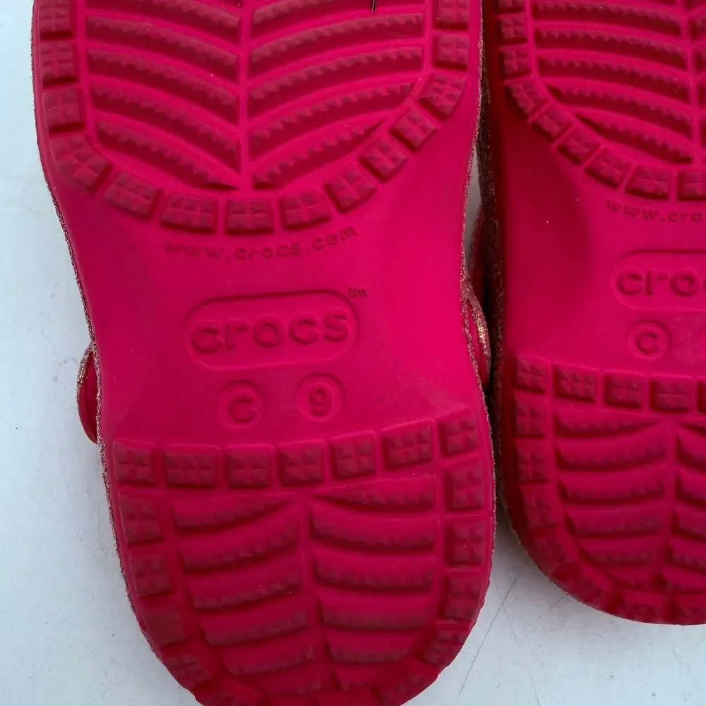 Crocs Girls Toddler Iridescent Glitter Classic Clogs Shoes Size 9